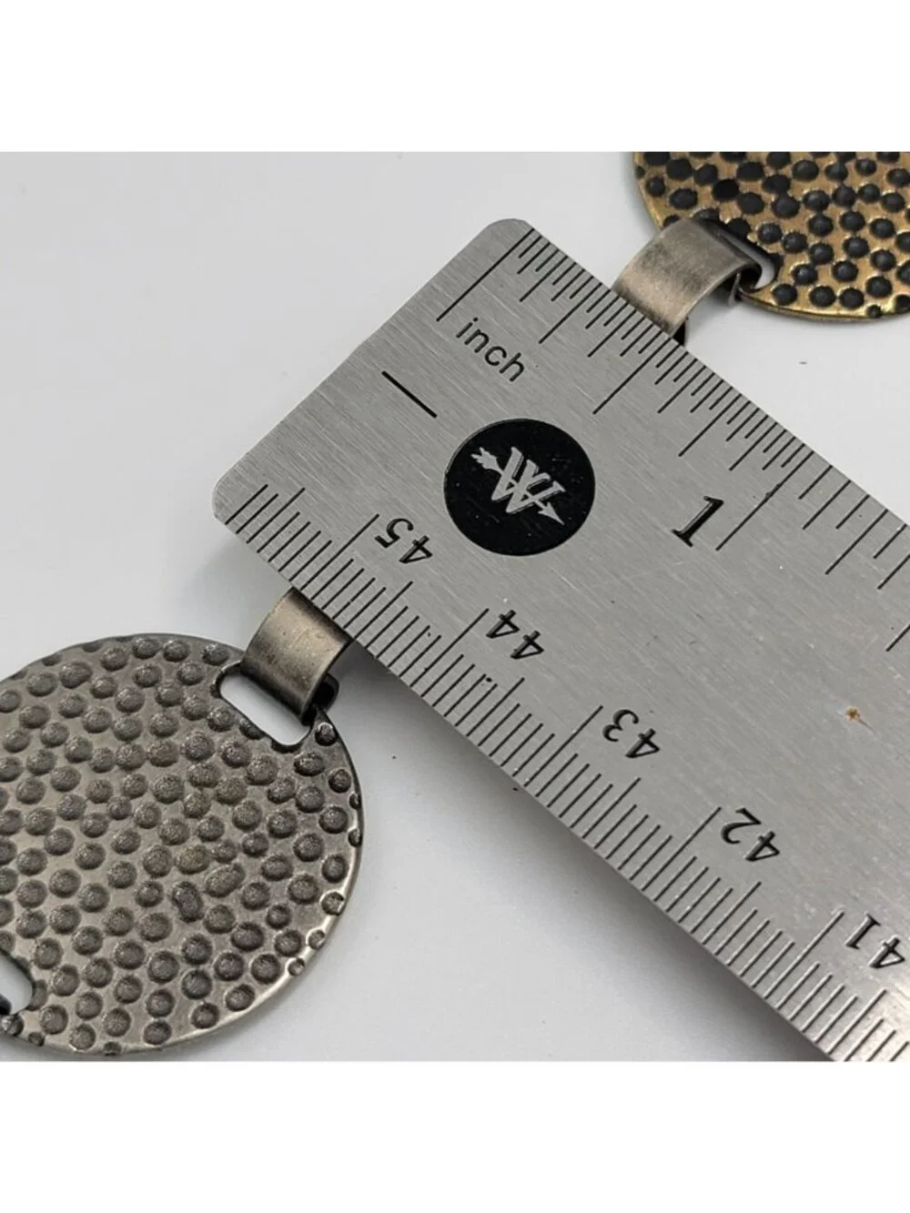 Vtg Y2K Hammered MetalDisc Chain Belt Adjustable..